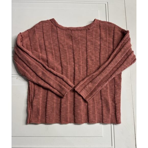 Hippie Rose Textured Knit Sweater Small Soft V Neck Red Pink - Picture 5 of 5